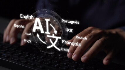 Global communication with multiple languages, digital translation tools, multilingual technology,...