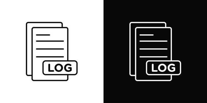 log file icons vector illustrations in strokes lines