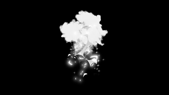 Realistic explosion animation 4k, smoke fire and dust puff with blast stream shockwave, cartoon comic style, frame by frame loop vfx, alpha channel motion flash for video, game and film scenes