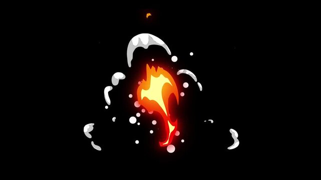 4k explosion animation with smoke, fire, dust puff, blast and shockwave, frame by frame cartoon style, alpha channel loop, realistic comic flash vfx for video, game and movie projects