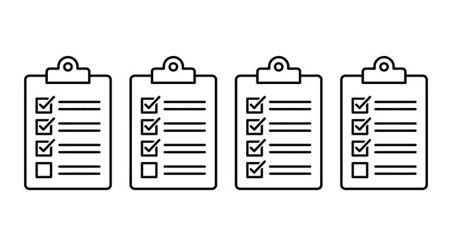 Checklist Icons With Completed And Uncompleted Items Black Line Style