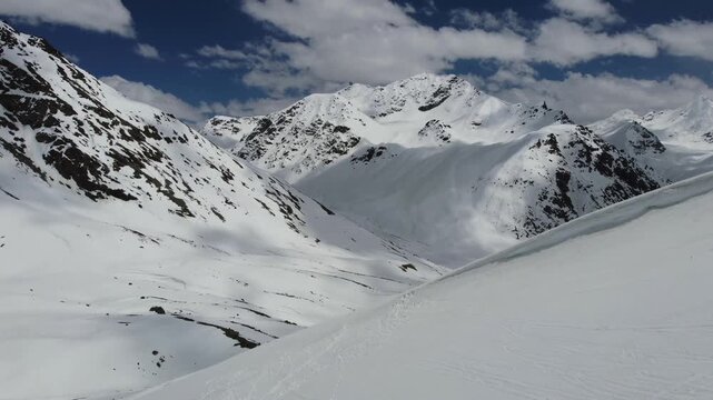 Panoramic Aerial View of Rugged Snow Clad Mountains in Himachal Pradesh