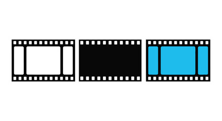 Fototapeta premium Filmstrip frames with white black and cyan fills vector illustration