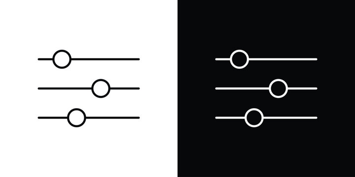 Settings sliders icons vector illustrations in strokes lines