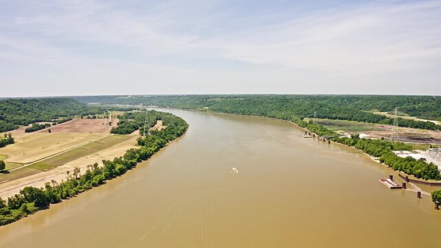 Aerial View of Ohio River Valley in Southern Indiana