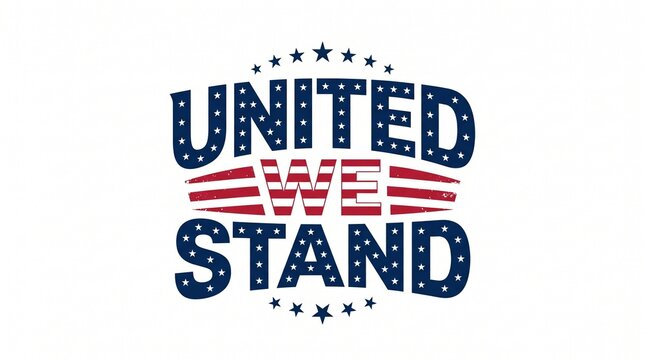 United we stand typography design with american flag pattern