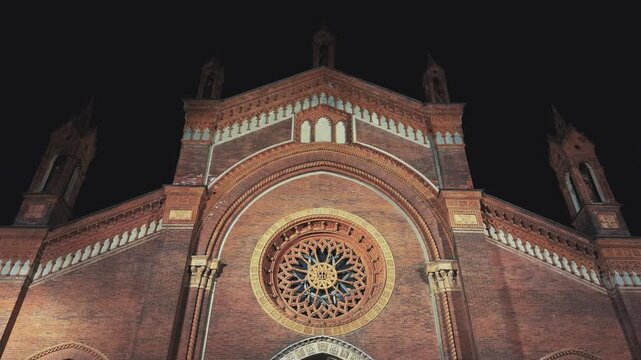 Illuminated Chiesa del Carmine: Milan's Historic Church at Night
