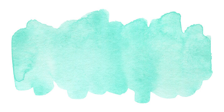 Abstract mint green watercolor spot for text or logo isolated on white background	