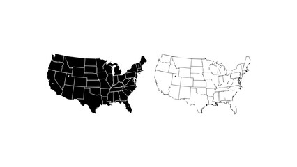 Obraz premium United States Map Silhouette and Outline Design Set