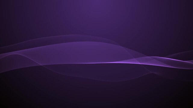 Abstract colorful wavy background in dark violet on black backdrop. Modern colorful wallpaper. Seamless loop animation. 3d rendering.