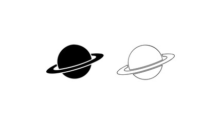 Saturn Planet Icon Set Silhouette And Outline © Anesyahannah
