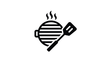 Fototapeta premium Black and white grill and spatula icon design.