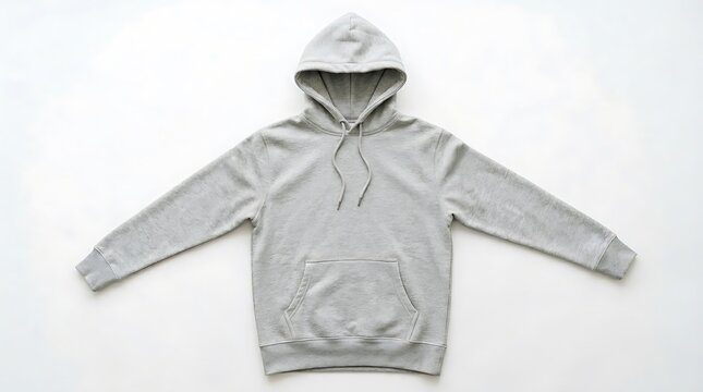 Gray hooded sweatshirt mockup isolated on transparent background