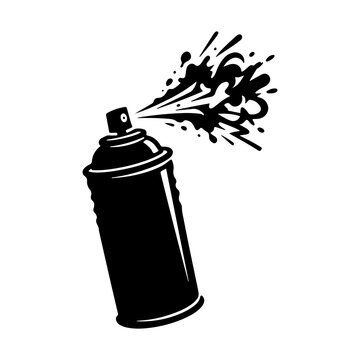 Silhouette of an aerosol spray paint can spraying a splatter of paint