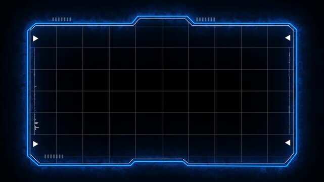 HUD, frame, border screen. Grid based hud frame layout for digital interface visualization. Structured screen frame designed for data mapping systems. Futuristic interface display presentation.