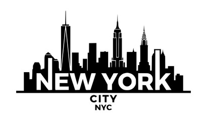 Obraz premium Bold New York Skyline Silhouette with Typography City Vector Design