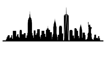 Fototapeta premium New York Skyline Black Silhouette Cityscape Skyscraper Vector Illustration Set