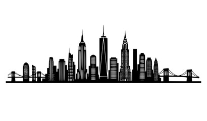 Fototapeta premium New York City Skyline Silhouette Vector Icon Manhattan Skyscrapers Cityscape Illustration