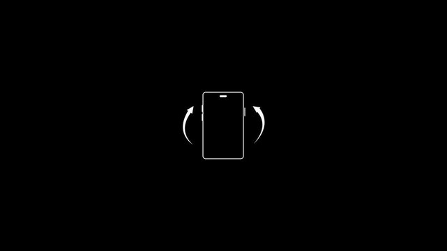 Phone rotation icon animation symbol. Mobile screen rotation icon for portrait and landscape display mode. Smartphone rotate arrow icon for device orientation and screen direction.