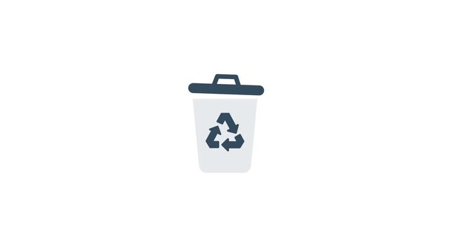 Animated Recycle Bin Trash Can Icon on White Background