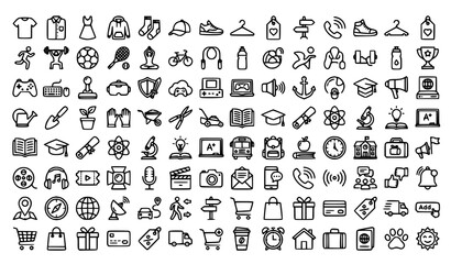 Fototapeta premium Monochrome Web Interface Symbols Vector Icon Set