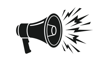 A loud illustration of a megaphone emitting loud noises and sound waves © ade