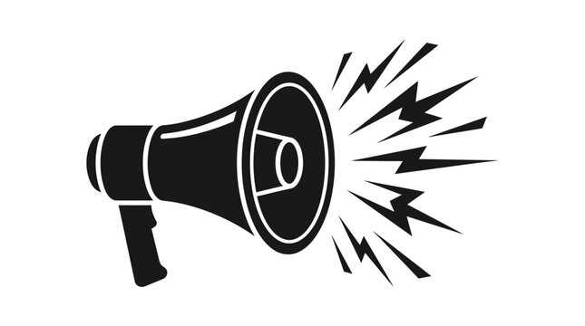 A loud illustration of a megaphone emitting loud noises and sound waves