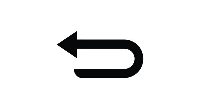 Curved arrow icon on a white background simple directional symbol
