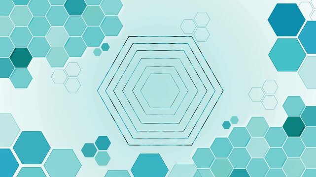 Concentric hexagon geometric abstract background animation