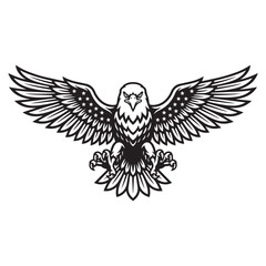 Fototapeta premium American bald eagle with stars on wings illustration for patriotic emblem design