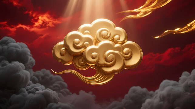 Golden auspicious cloud in stormy sky