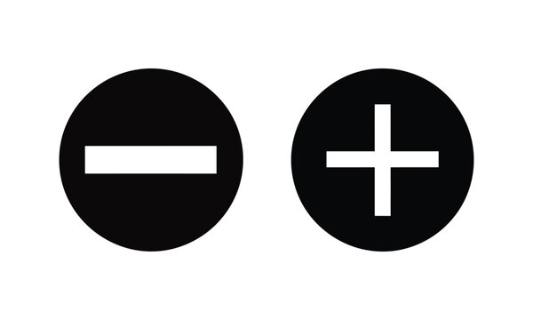 Minus and plus signs in black circles