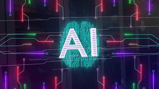 Letter A outline appearing AI logo growing neon traces pulsing and joining showing network booting