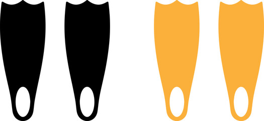 Set of black and yellow swim fins for snorkeling and diving © khalid