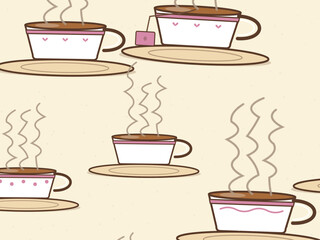 Obraz premium Porcelain Tea Cups Cafe Background