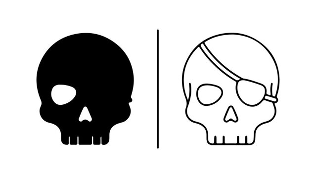 Minimalist Pirate Skull Icons Set