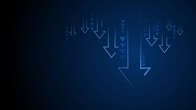 Dark background with grid and multiple outlined downward arrows animation