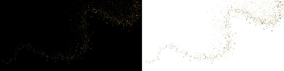 Shiny golden particles and glitter confetti burst, elegant luxury abstract background for wedding invitation, greeting card and branding design. © kleinstock