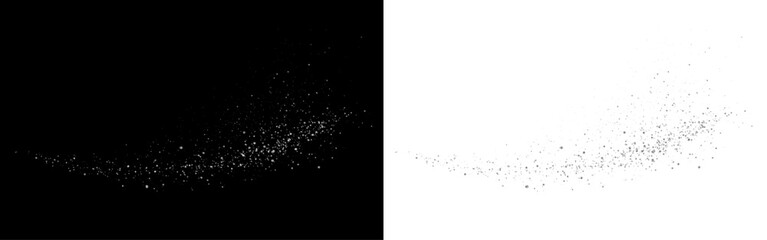Obraz premium Silver sparkle dust cloud appears in PNG with glowing particles and soft elegant tone. Perfect for festive cards, banners, and premium designs. Transparent background ensures clean usage.