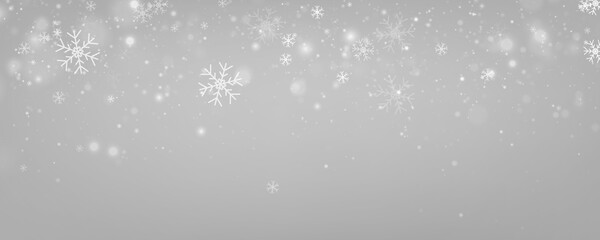 Soft white snowflakes drift gently across a transparent background. The elegant snowfall creates a calm winter mood. Perfect for festive designs, seasonal banners, and holiday graphics. © kleinstock