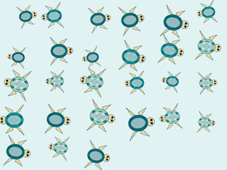 Cute Sea Turtle Ocean Wildlife Background Art © iushakovsky