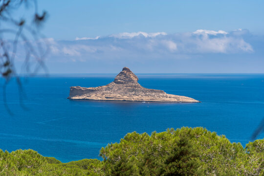 A view of a rocky island located in the northern coast of Tunisia