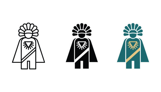 Stylized depiction of a Native American chief wearing a traditional feathered headdress symbolizing leadership and heritage