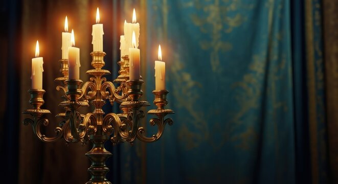 Ornate candelabra with lit candles candelabra candelabrum ambiance interior