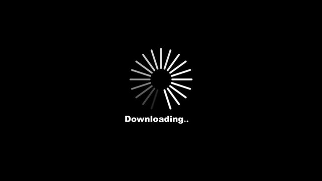 File Download Progress Spinner with Downloading Status Text, Rotating Loading Indicator for Data Transfer, Software Installation and Network Activity Concept.