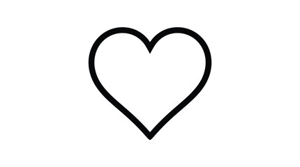 Fototapeta premium Minimalist black outline heart shape illustration featuring clean bold strokes on a plain white background