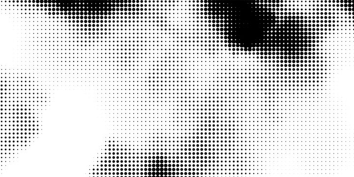 minimalist basic halftone dots effect in black and white color with simple layout, soft dot transitions and clean negative space, vector