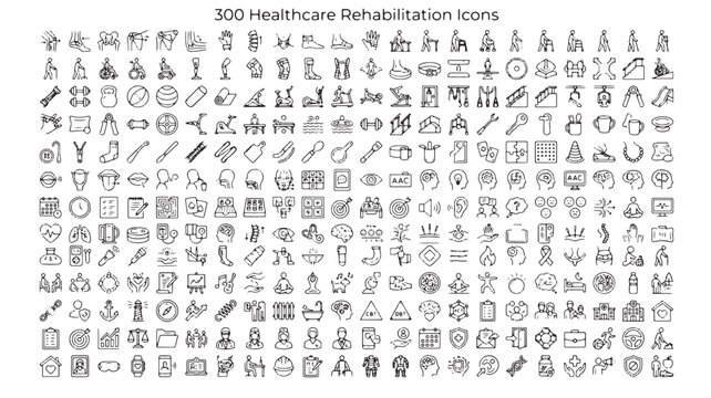 Healthcare Rehabilitation Icons Set