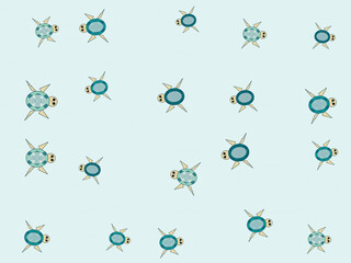 Sea Turtle Scatter Coastal Summer Pattern Vector © iushakovsky