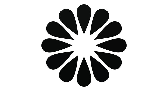 Floral ornament with teardrop petals on a white background